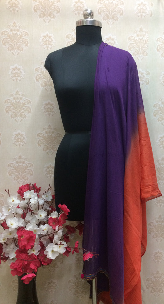 Vibrant Purple and Orange Ombre Dupatta