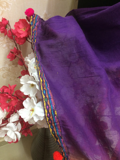 Vibrant Purple and Orange Ombre Dupatta