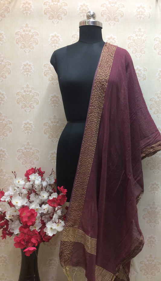 Maroon Dupatta with Classic Gold Zari Border