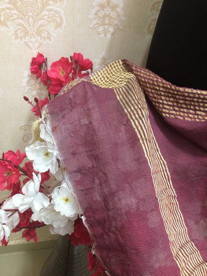 Maroon Dupatta with Classic Gold Zari Border