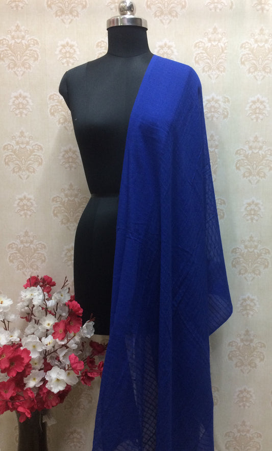 Royal Blue Dupatta with Elegant Self-Check Texture