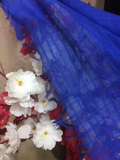 Royal Blue Dupatta with Elegant Self-Check Texture
