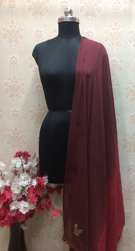 Maroon Dupatta with Signature Detail