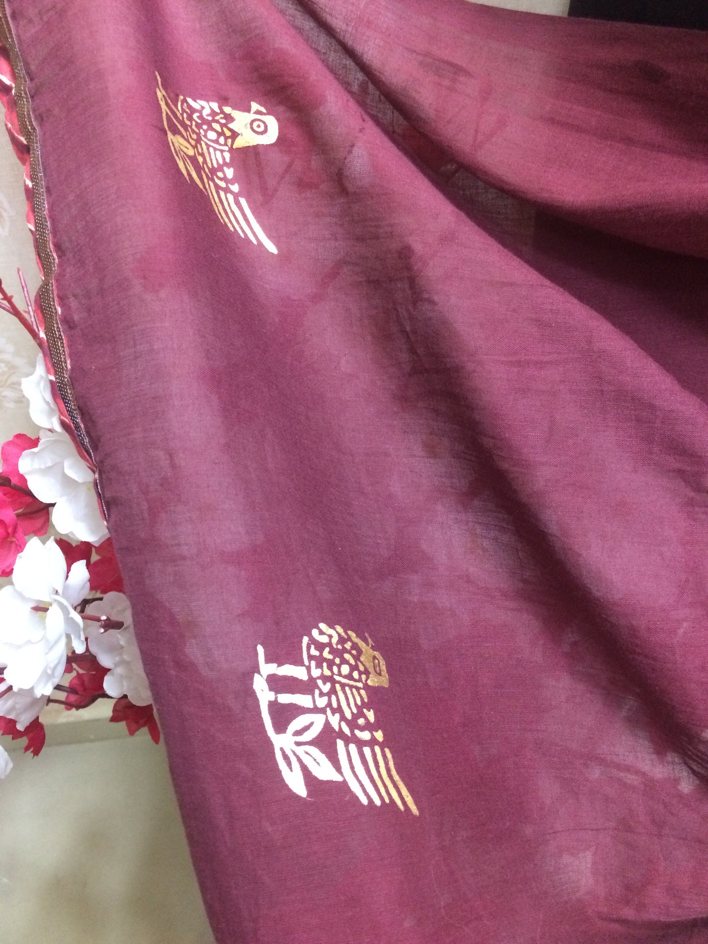 Maroon Dupatta with Signature Detail
