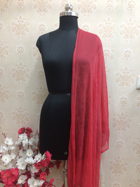 Cherry Red Chiffon with Golden Trim
