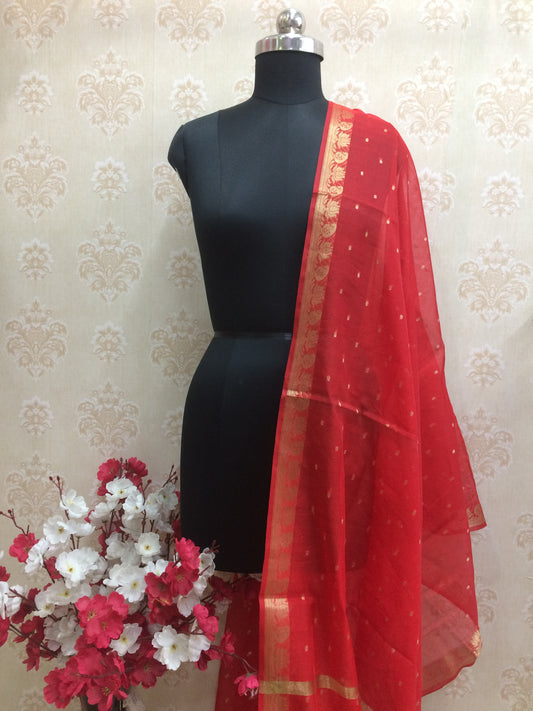 Vibrant Red Sequin Border Dupatta