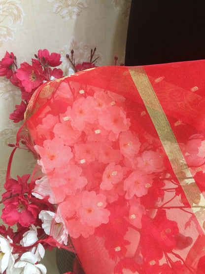 Vibrant Red Sequin Border Dupatta