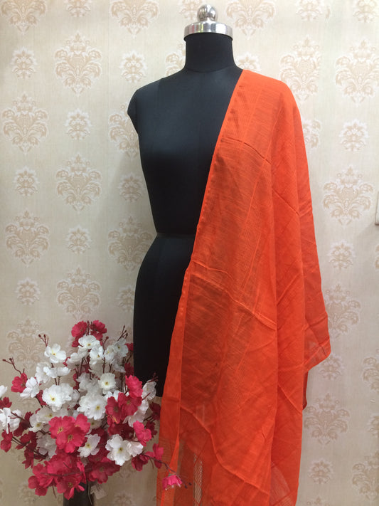 Orange cotton checkered dupatta