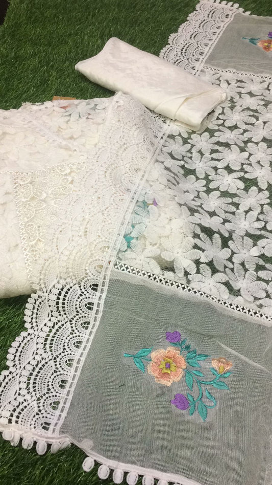 Mah-e-gulshan white 4pcs dress material