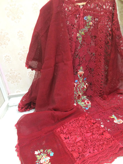 Mah-e-gulshan  name  red 4pcs dress material