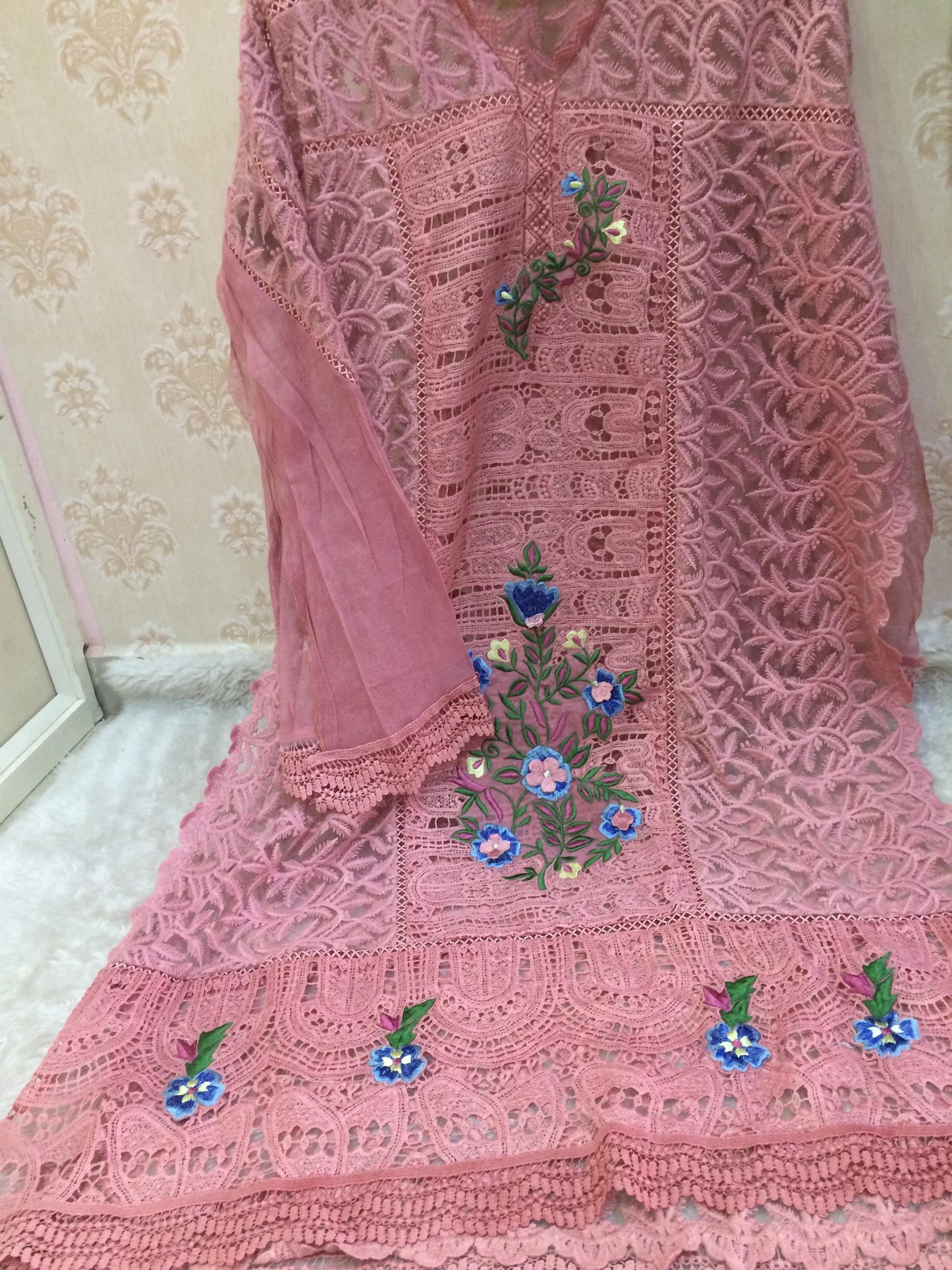 Mah-e-gulshan  name  red 4pcs dress material