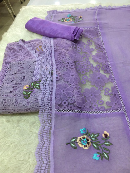 Mah-e-gulshan purple 4pcs dress material