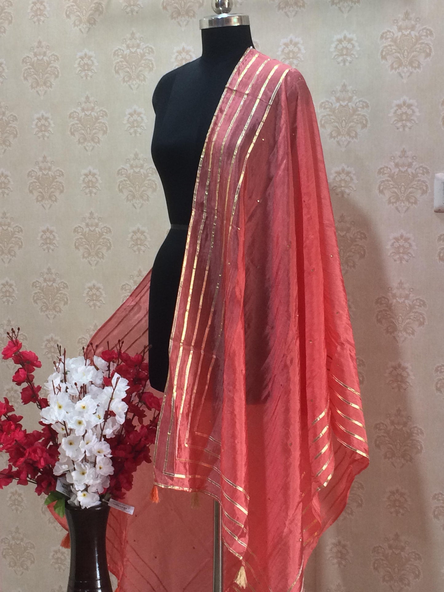 Elegant Silk Dupatta -peach