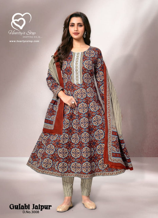 Deeptex anarkali set beige and brown