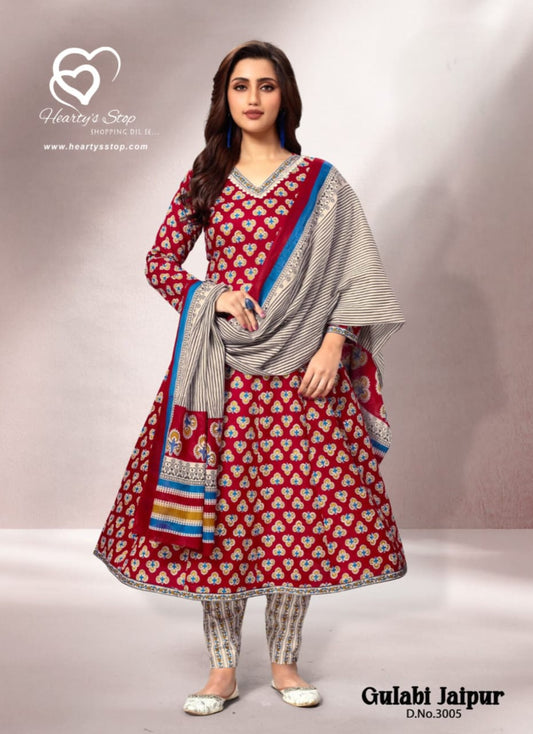 Deeptex anarkali style set red and blue