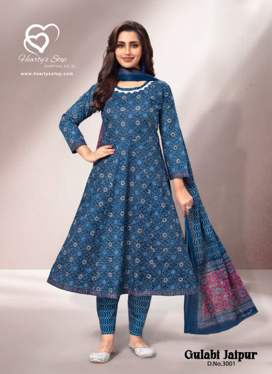Deeptex anarkali set blue