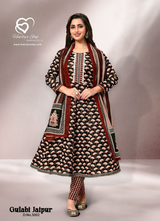 Deeptex anarkali set black and brown
