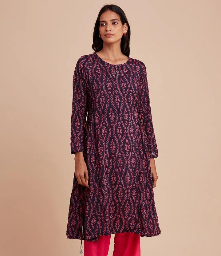 Folksong navy blue and pink kurti