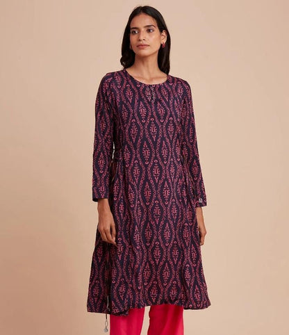 Folksong navy blue and pink kurti