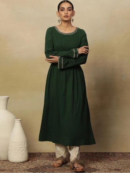Folk song dark green kurti