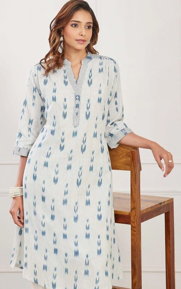 White Cotton Straight Kurta