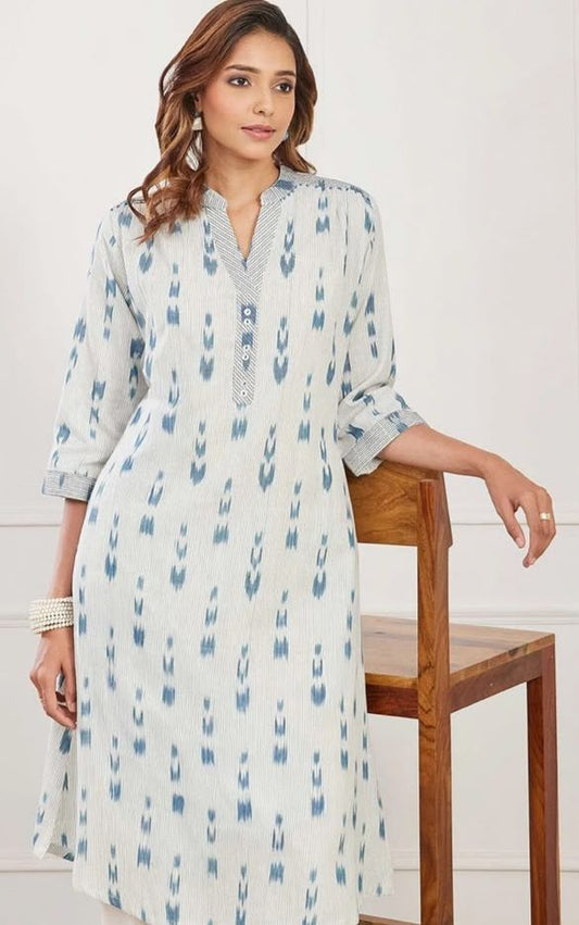 White Cotton Straight Kurta