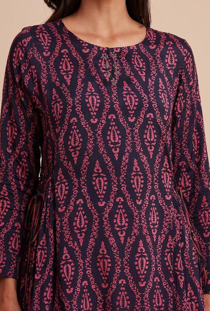 Folksong navy blue and pink kurti