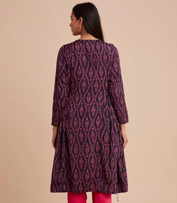 Folksong navy blue and pink kurti