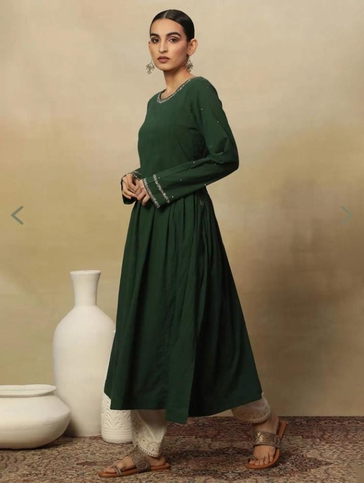 Folk song dark green kurti
