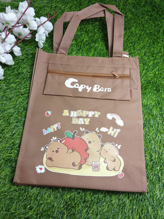 Kids' Multi-Purpose Canvas Tote Bags – Cute Character Library & Tuition Bags