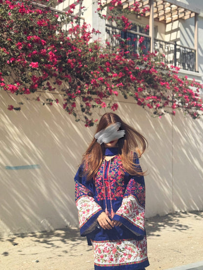 Royal Blue Embroidered Cotton Suit – Elegant Ethnic Wear