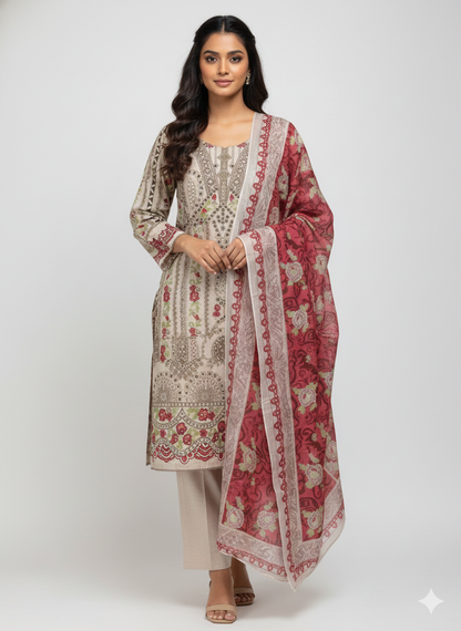 Pakistani dress light red