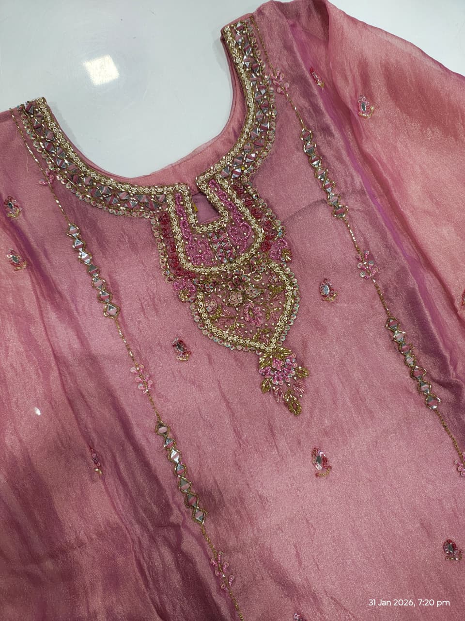 Zuzia Blush pink hand embroidered sharara set