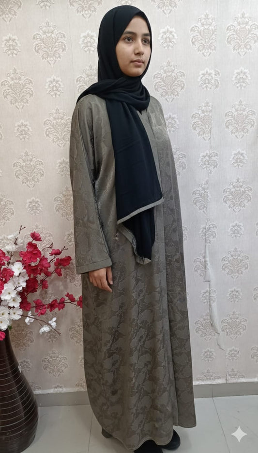 Sage Olive Floral Jacquard Luxury Abaya