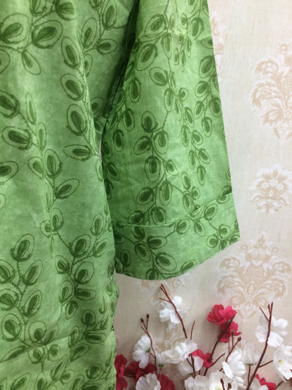 Lime Green Cotton Short Kurti