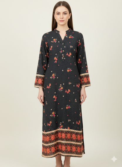 Rangriti - Soft Cotton Black Top With Floral Print