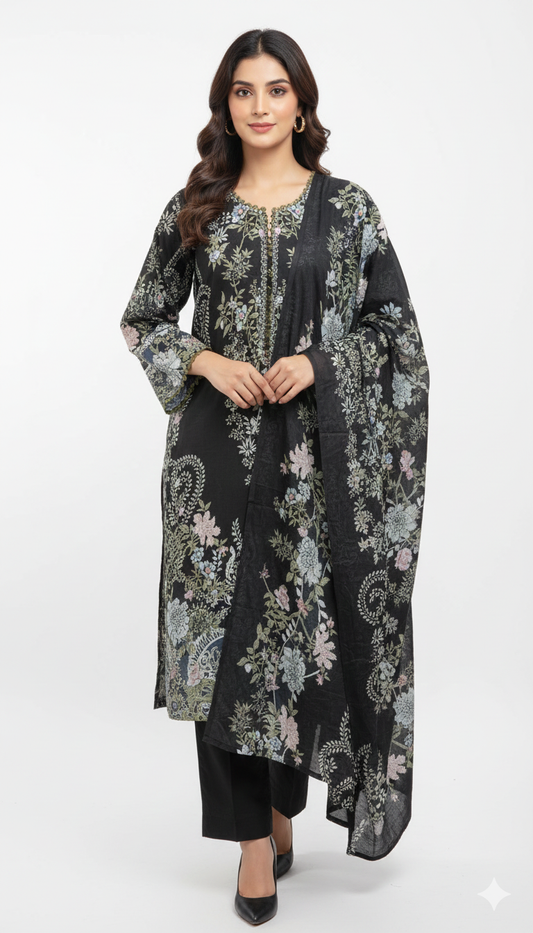 Pakistani dress black and mehndi