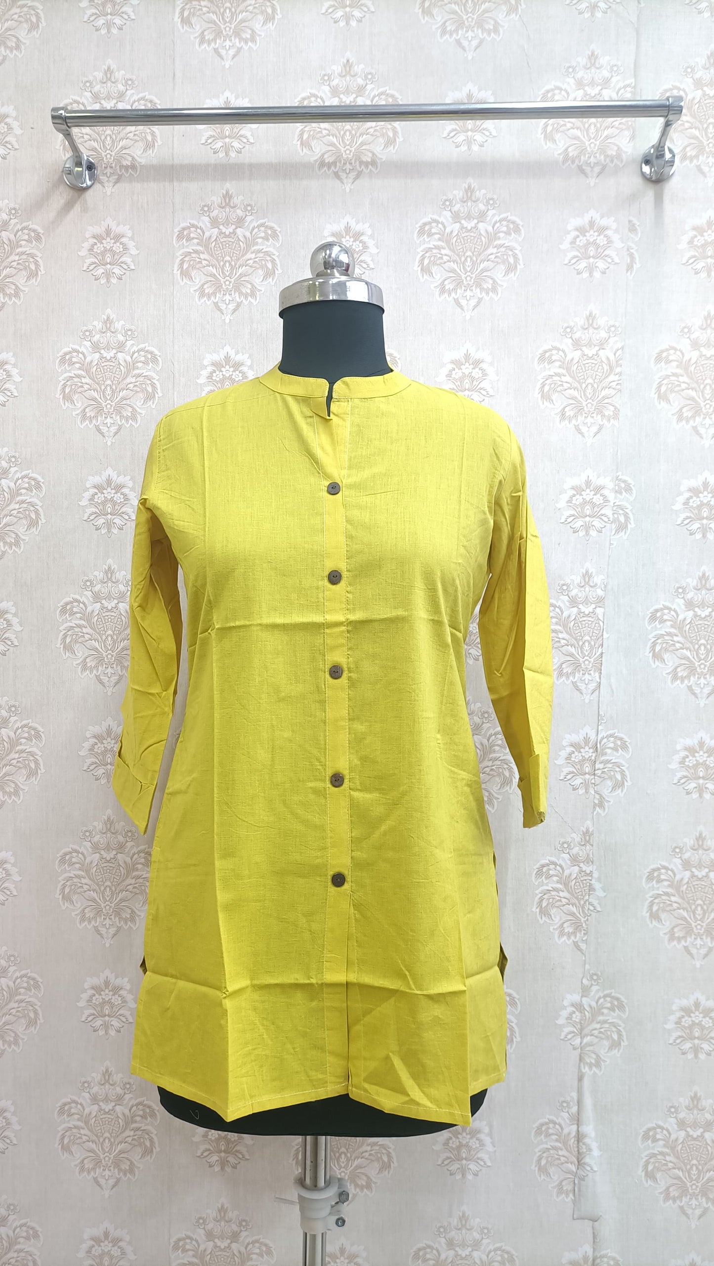 Bright Yellow Cotton Kurti