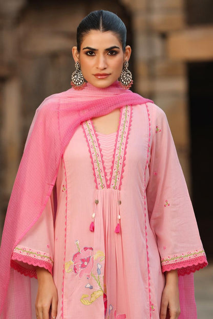 Humera Blush pink floral  anarkali set