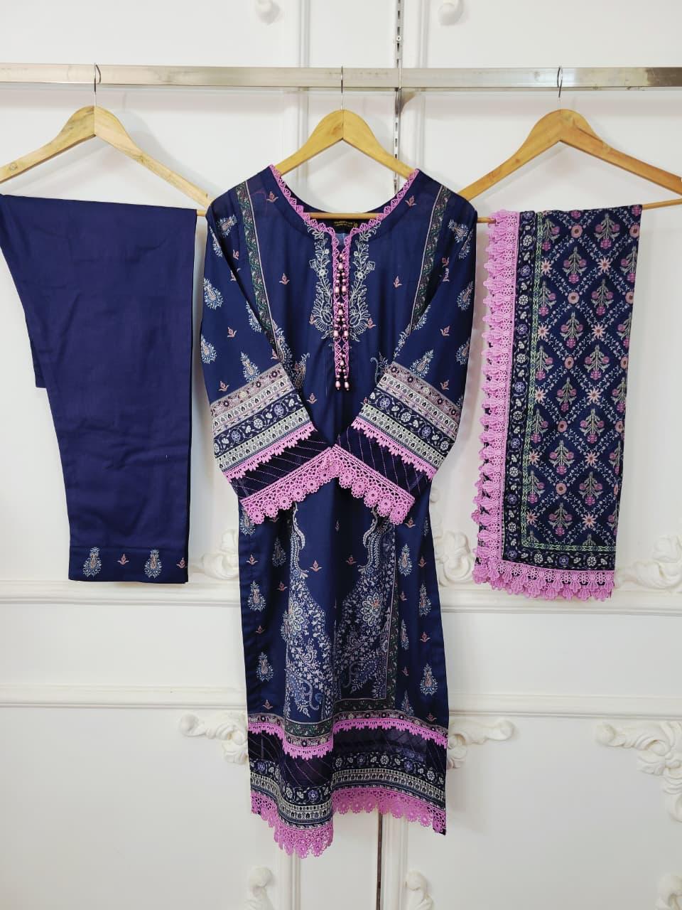 Navy blue Mausummery lawn vol-01 2026