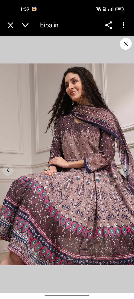 Akira Biba brown anarkali dress
