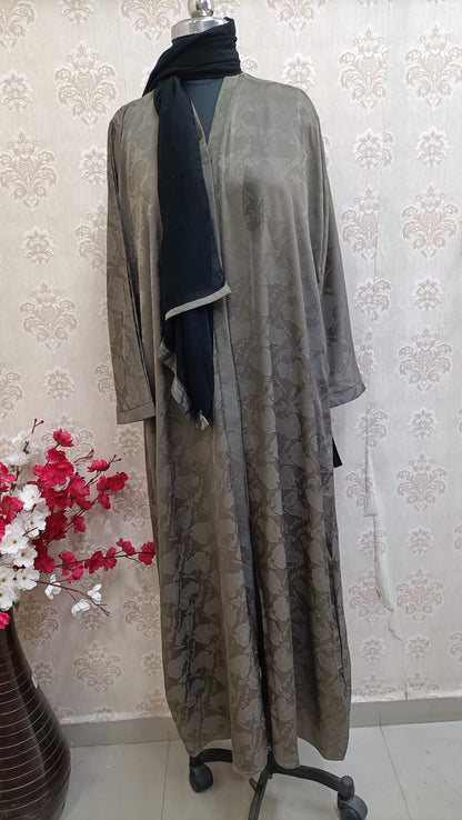 Sage Olive Floral Jacquard Luxury Abaya