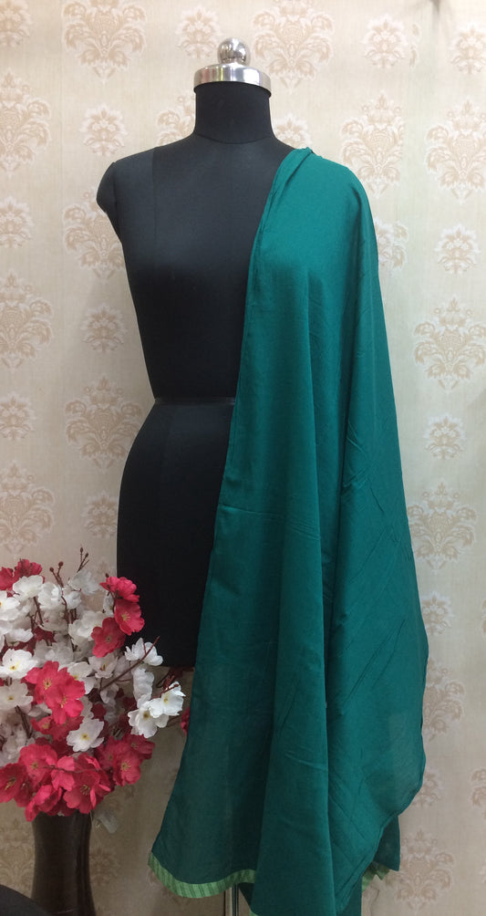Teal Green Cotton Dupatta with Subtle Border