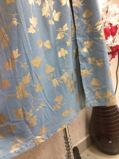 Front Slit Gold Foil Print Kurta