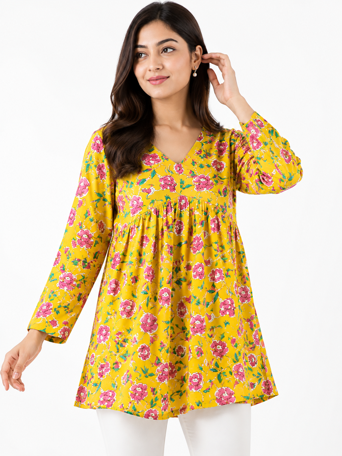 Yellow Jaipuri Short kurti