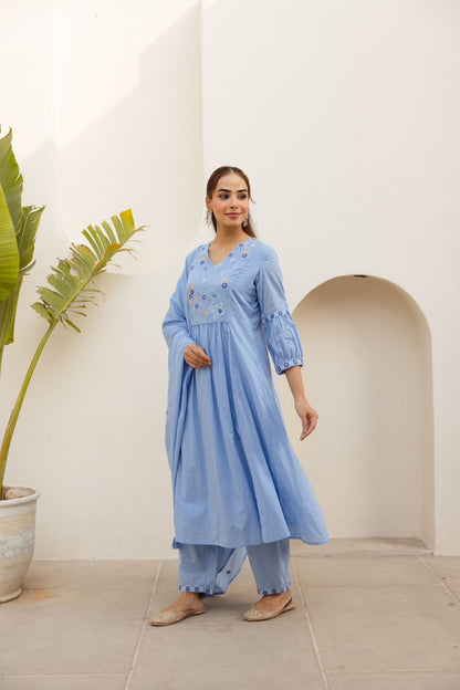 Shakera Sky Blue Anarkali Set