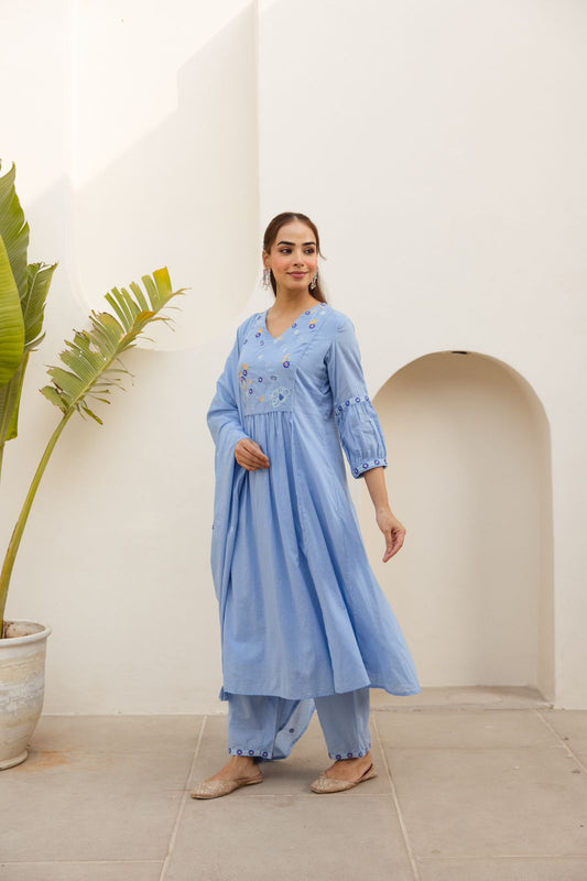 Shakera Sky Blue Anarkali Set