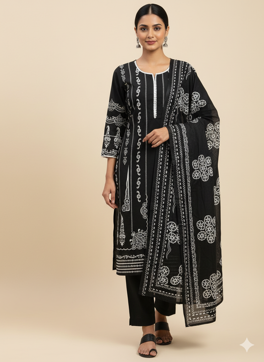 Pakistani dresses black and white