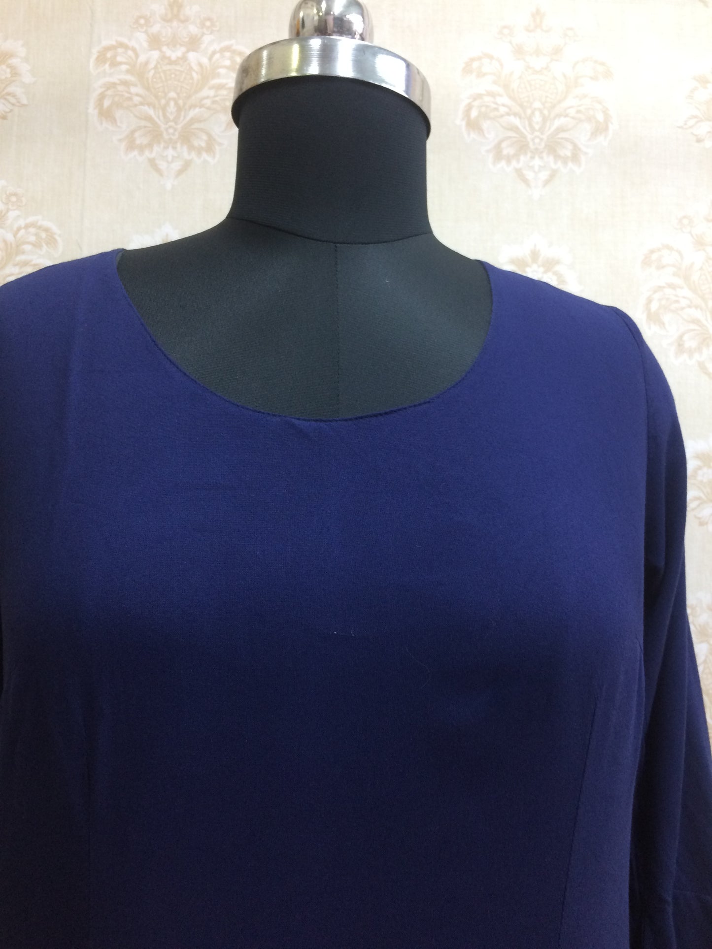 Classic Navy Blue Solid Rayon Kurti