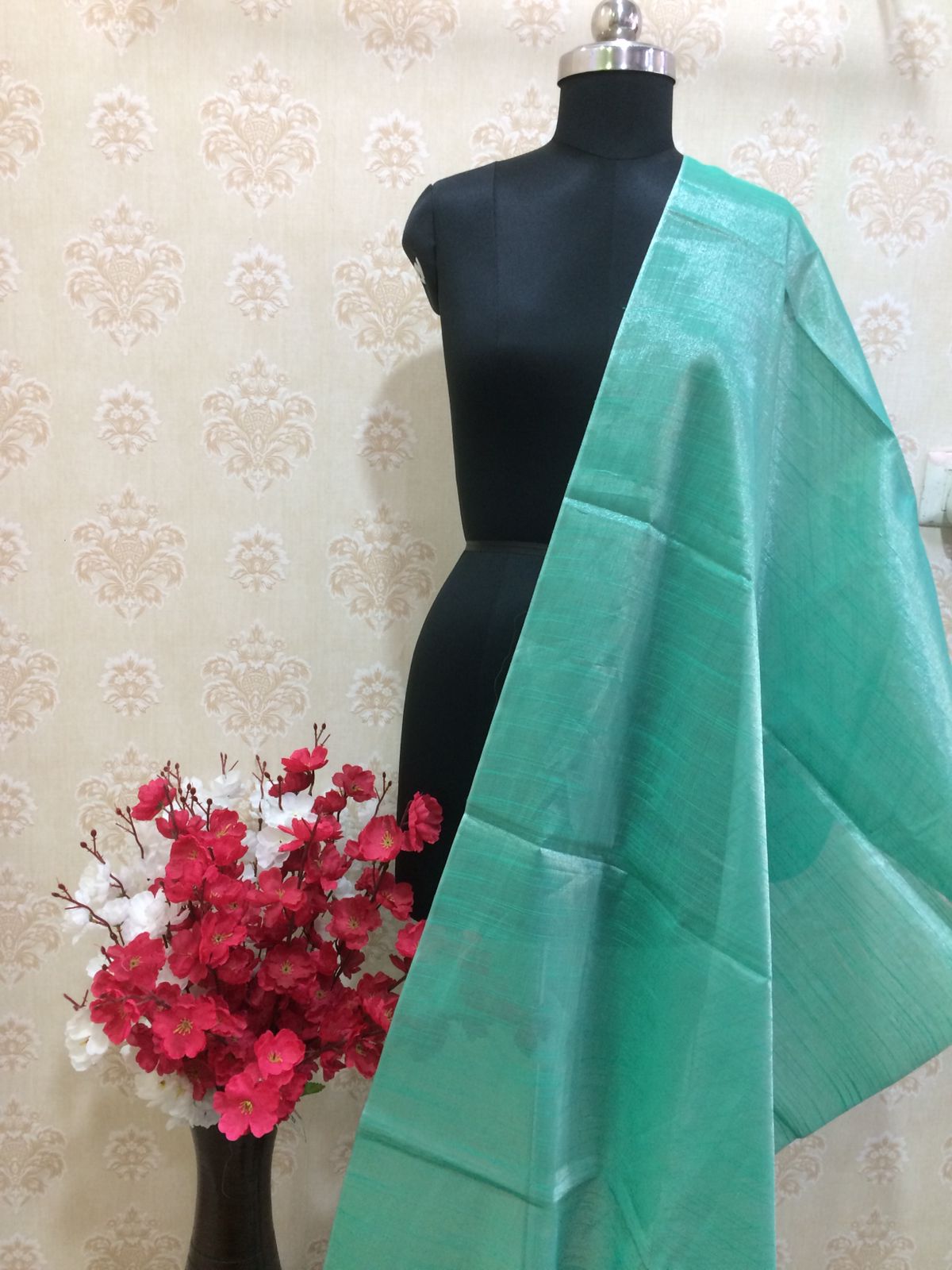 Organza heavy shining dupatta with gray border